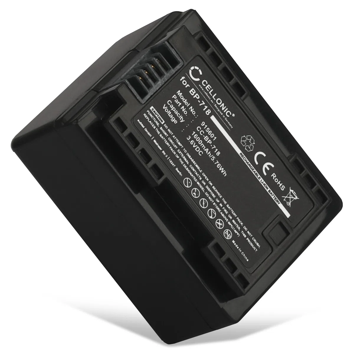 CELLONIC 1x Batteria per Fotocamera Compatibile con Canon VIXIA HF R50, LEGRIA HF R806, LEGRIA HF R606, BP-727 – (1600mAh, 3.6V)