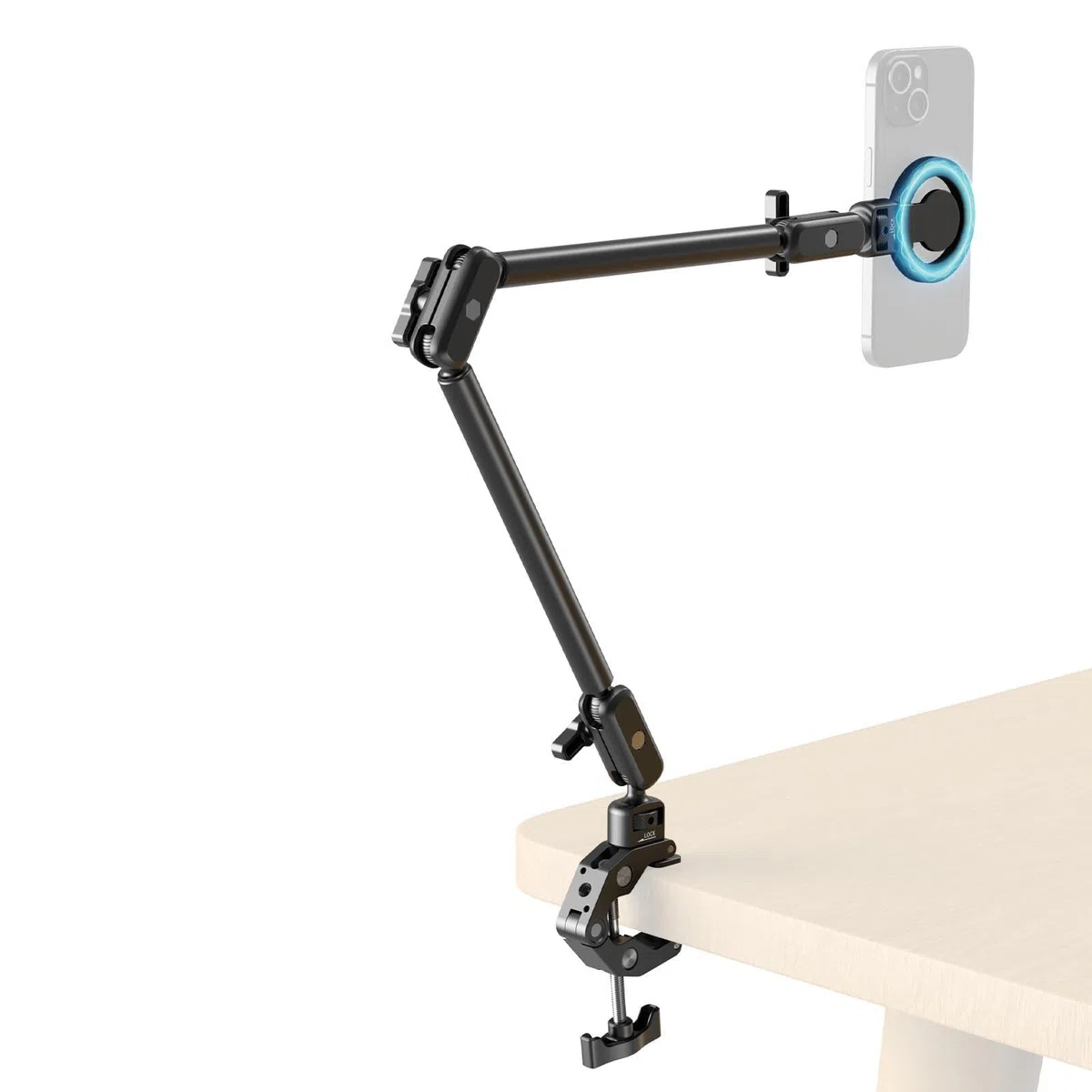 SMALLRIG - Kit Braccio Magico con Morsetto da Scrivania per MagSafe per iPhone, Braccio Flessibile Regolabile a Due Fasi da 55 cm / 21,6" con Presa Sicura per Smartphone, Webcam, Action Cameras - 5626