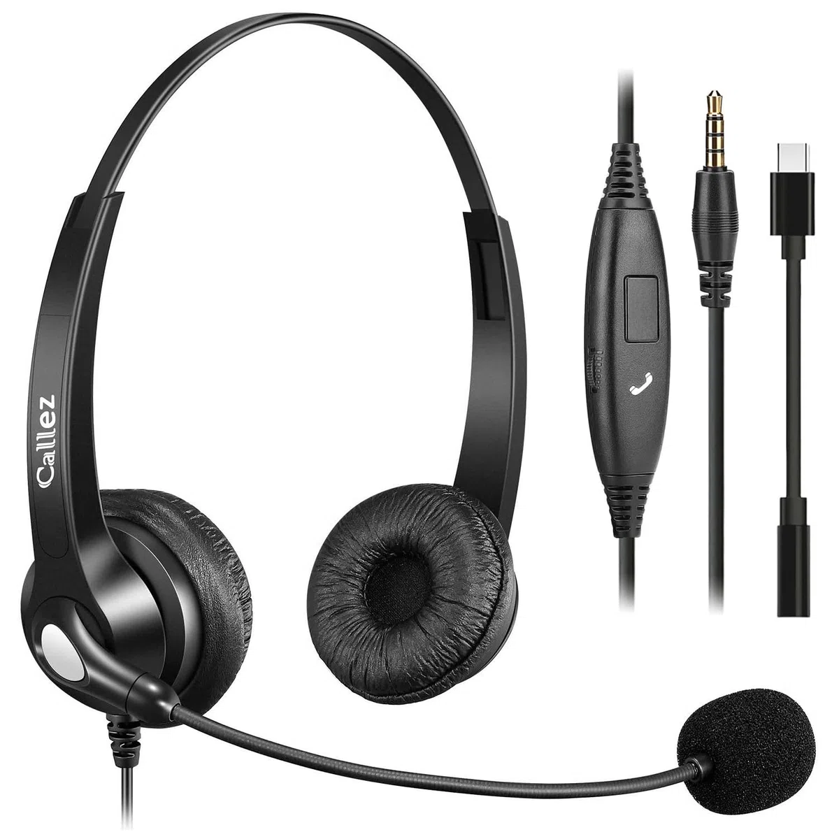 Cuffie Telefono Cellulare, Cuffie 3,5mm con Microfono Cancellazione del Rumore, Auricolare PC per Computer, Laptop, iPhone, Smartphone, Ufficio, Zoom, MS Team, Seminario Web, Chat Chiare, Comfort