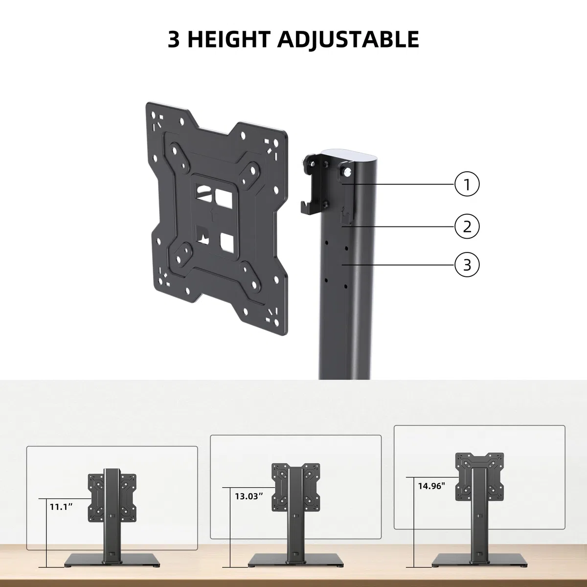 XINLEI Supporto per TV Universale, Supporto da Tavolo per TV LCD/LED da 17-43 Pollici Fino a 88 libbre, Supporto per Monitor Regolabile in Altezza con Base in Vetro Temperato VESA 200x200mm, TS103