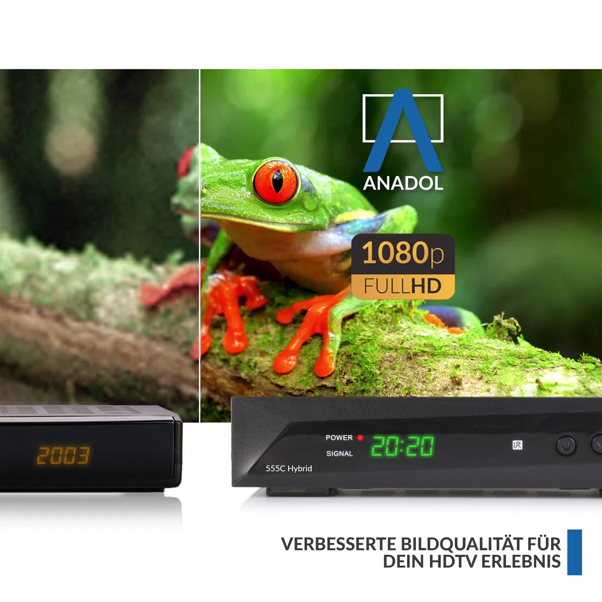 Anadol HD 555c - DVB-T2 / DVB-C / C2 HDTV - Ricevitore via cavo per TV digitale - Funzione registrazione PVR Timeshift