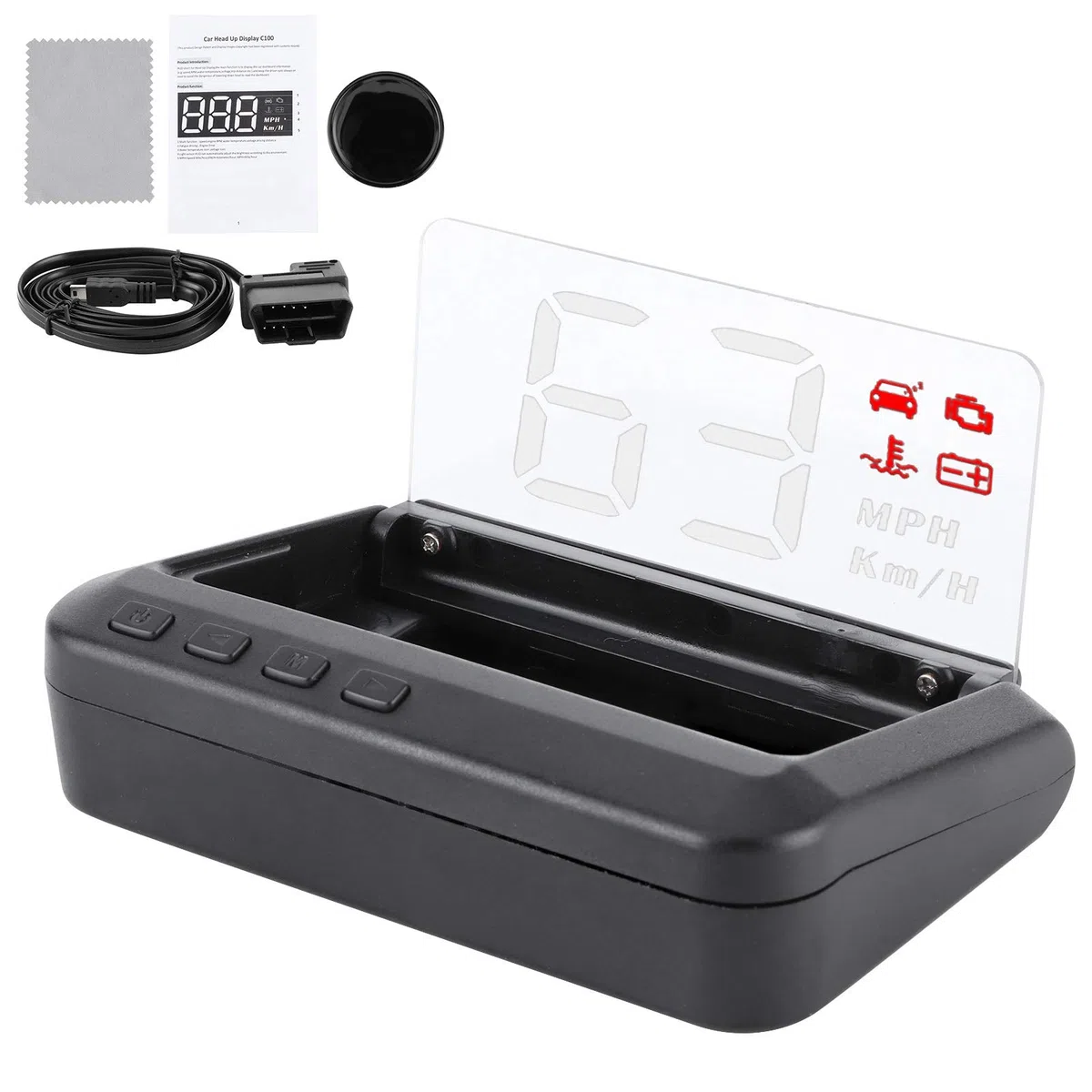 aqxreight - Head Up Display, Head Up Display multifunzionale da 3 pollici HUD Monitor Velocità Temperatura Acqua Display Voltaggio Proiettore OBD