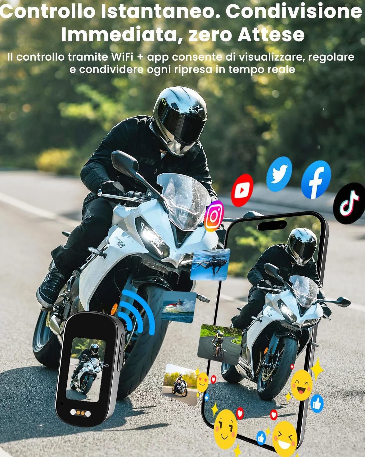 Body Cam, POV Camera 4K, Mini Action Cam WiFi 64G, Telecamera Moto con Batteria da 1200 mAh(240min), Mini Camera Impermeabile IP65, Compatta Telecamera per Moto Vlogging
