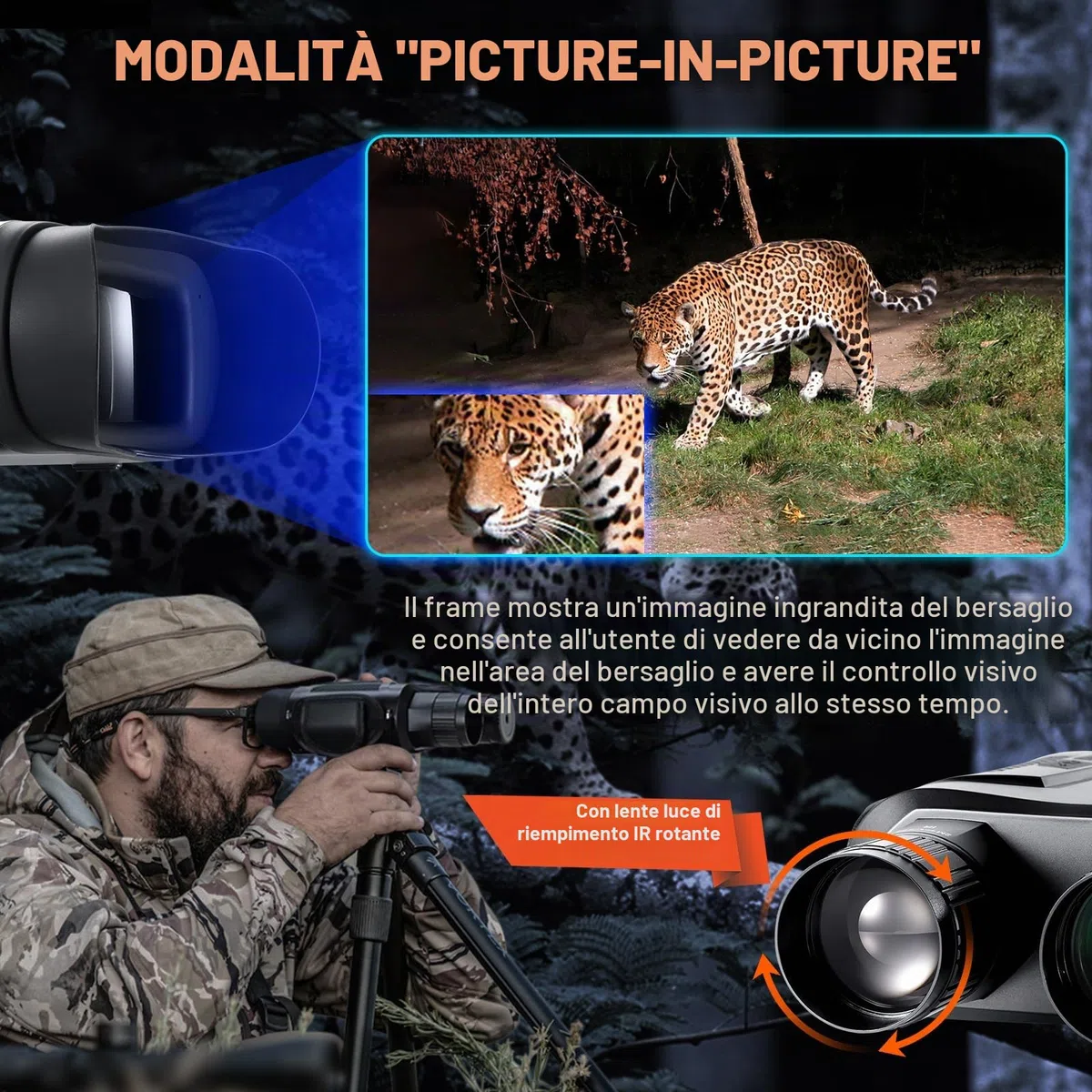 4K Visore Notturno Binocolo Visione Notturna Professionale Potente, Cannocchiale Infrarossi Foto Video HD, Batteria 7000mAh, Portata 800M per Caccia e Campeggio