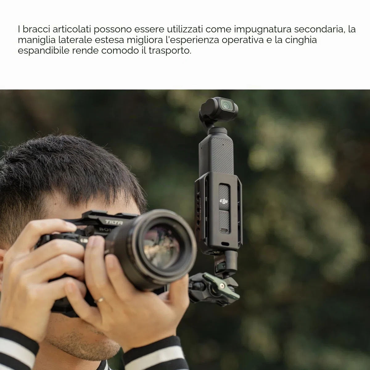 Tilta Pocket 4 Cage Adattatore di Espansione per Pocket 4 Pro Pocket 3, Accessori per la Gabbia della Fotocamera per Osmo Pocket 3/4/4P con Filettature da 1/4"-20 Guide NATO - Alluminio TA-T65-AME-B