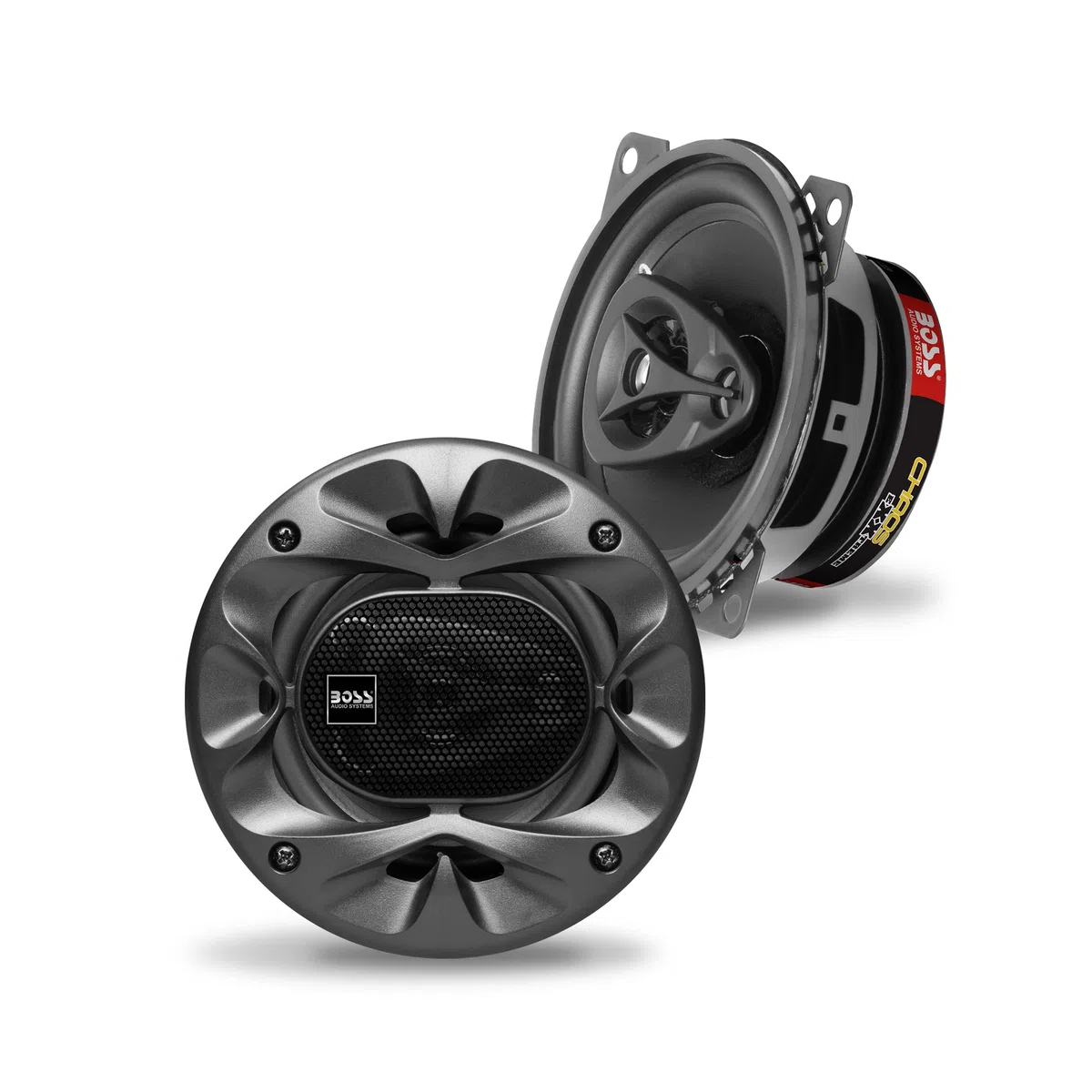 BOSS Audio Systems 2 CH4230B altoparlanti coassiali neri 3 vie da 10 cm 4" 112.5 watt rms e 225 watt max impedenza 4 ohm portiere sportelli auto, sospensione in gomma, a coppia