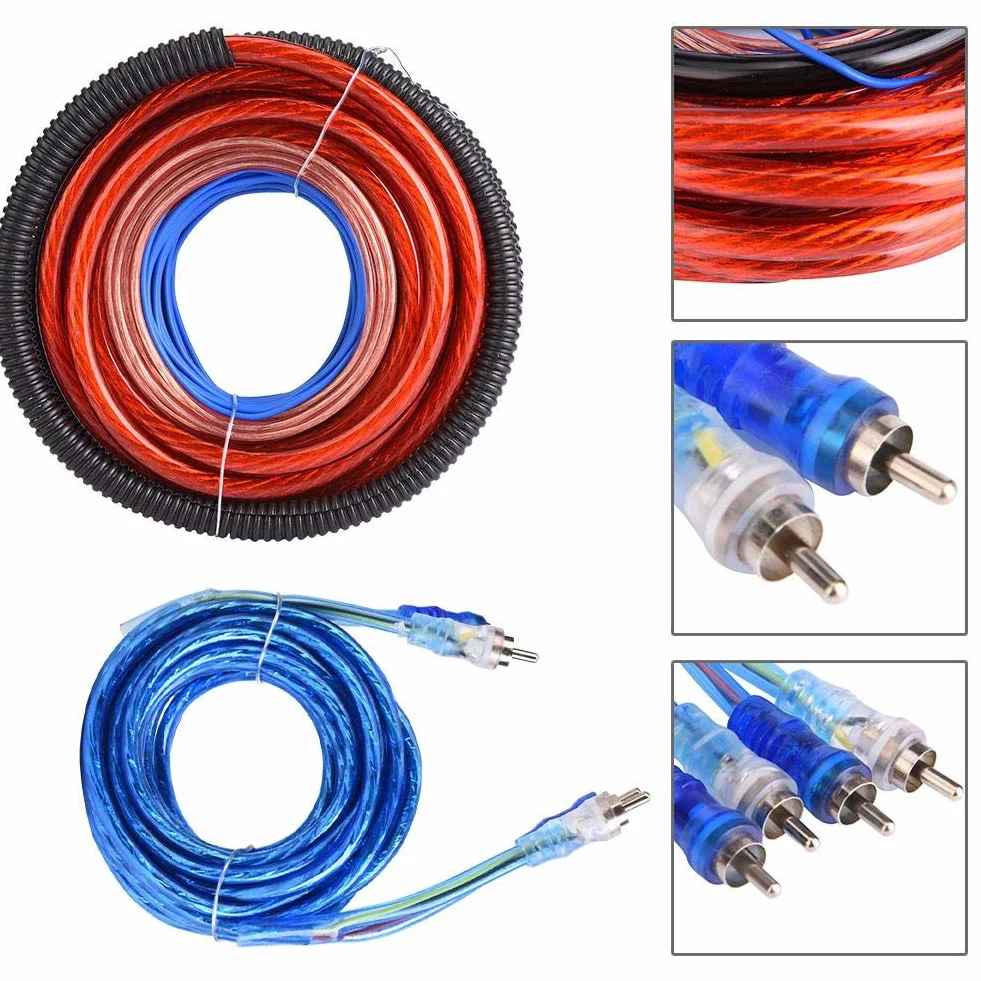 Kit di cavi per amplificatore, 4 calibri 2800W Car Amplificatore per subwoofer Installazione altoparlanti Cavo Cavo Kit Fusibile