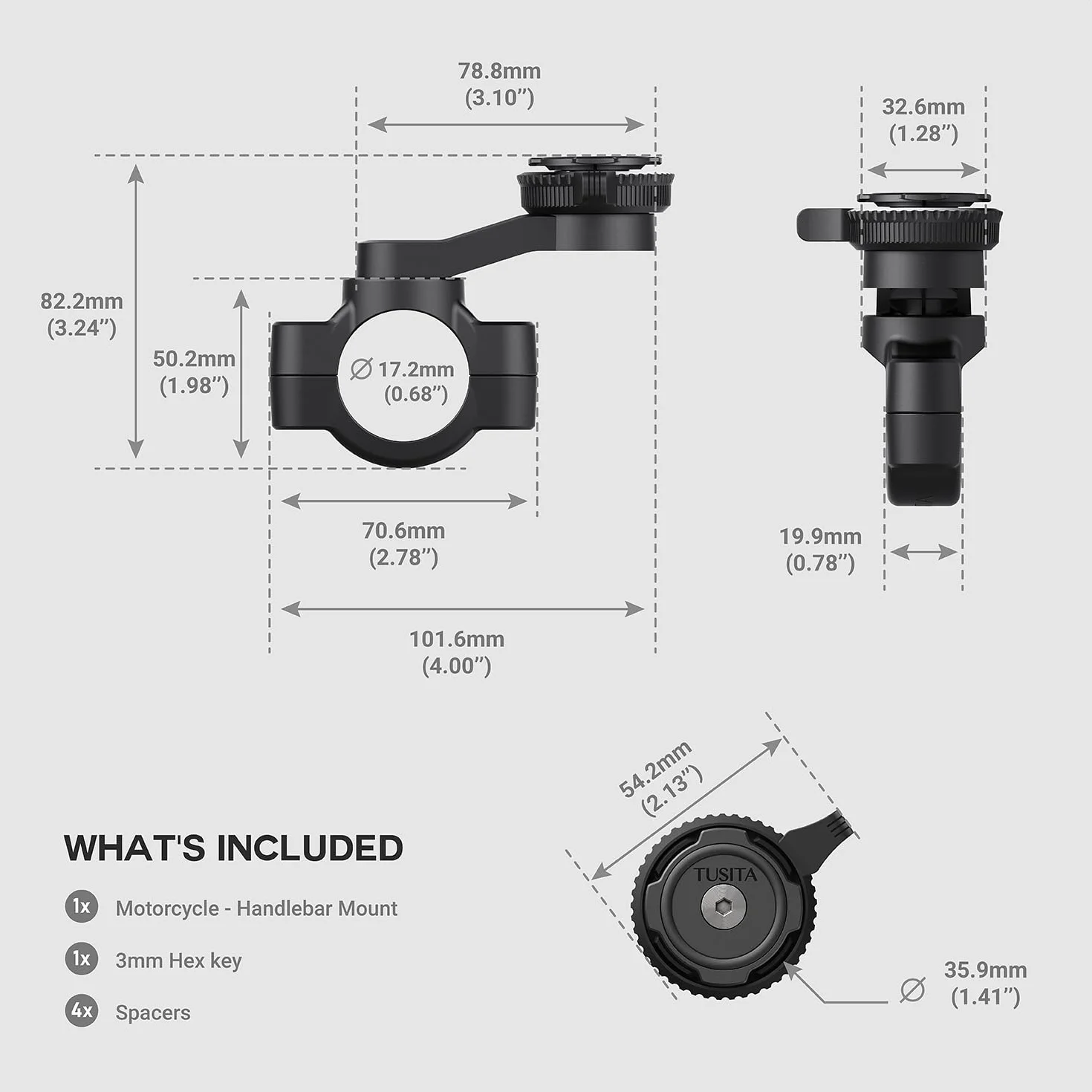 TUSITA Supporto per Telefono da Moto Compatibile con Quad Lock Smartphone Custodia