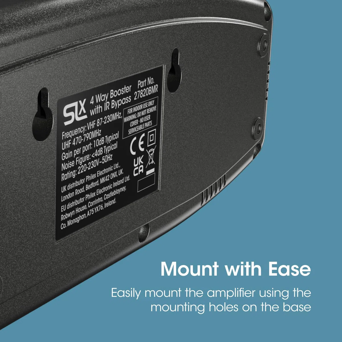 Signal Booster, SLx TV Amplifier Four Output 27820BMR, HD TV/FM/DAB Signal. 4 Way - Per HD and Freeview