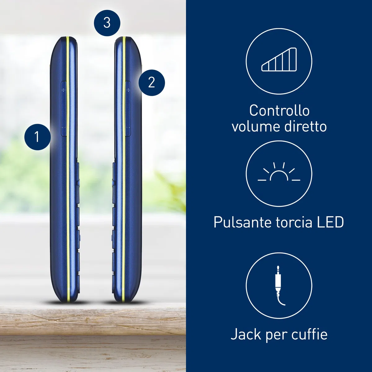 Panasonic KX-TU155EXCN Cellulare per Anziani, Pulsante SOS, Pulsanti Grandi, Compatibile Apparecchi Acustici, Bluetooth, Radio FM, Fotocamera, Base di Ricarica, Blu