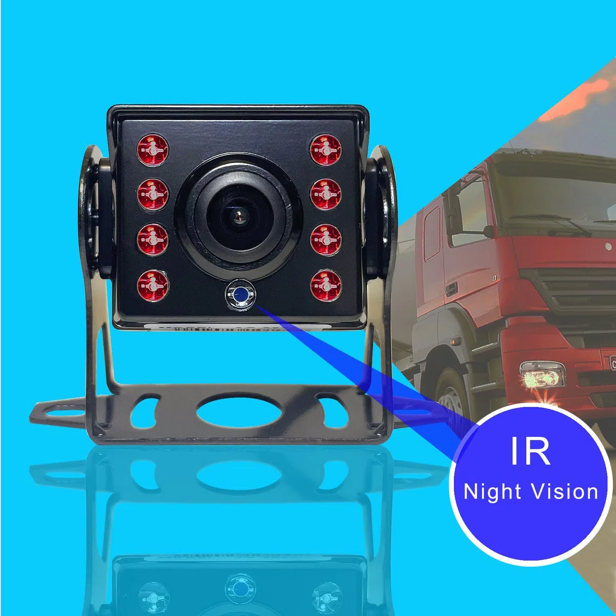 Telecamera posteriore a 4 pin da 7 pollici, impermeabile, visione notturna, sistema di parcheggio HD, per camion, roulotte, mietitrice per camper, retromarcia da 12 V-24 V