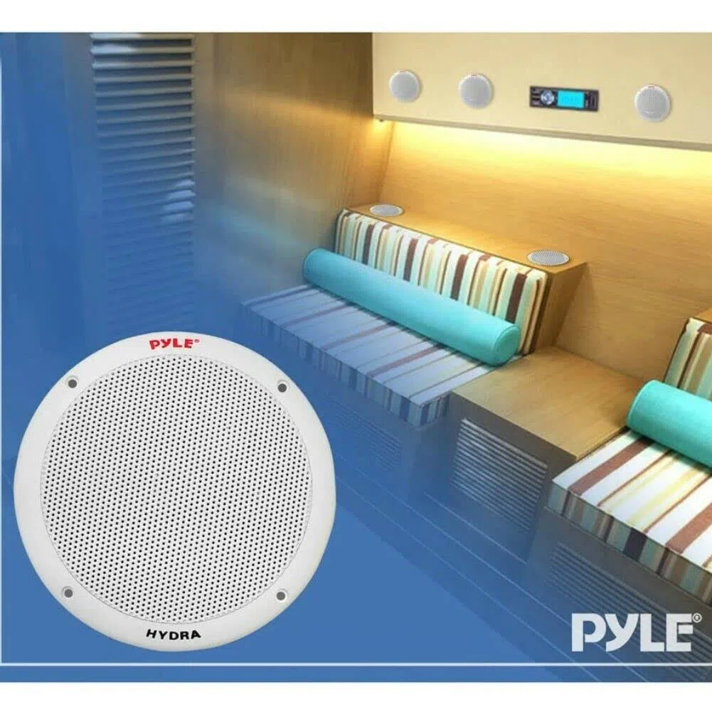 2 PLMR605W altoparlanti marini nautici sistema 2 vie da 200 watt rms 400 watt max da 16,5 cm 165 mm 6,5" di diametro bianchi impermeabili piscina barca hotel, a coppia