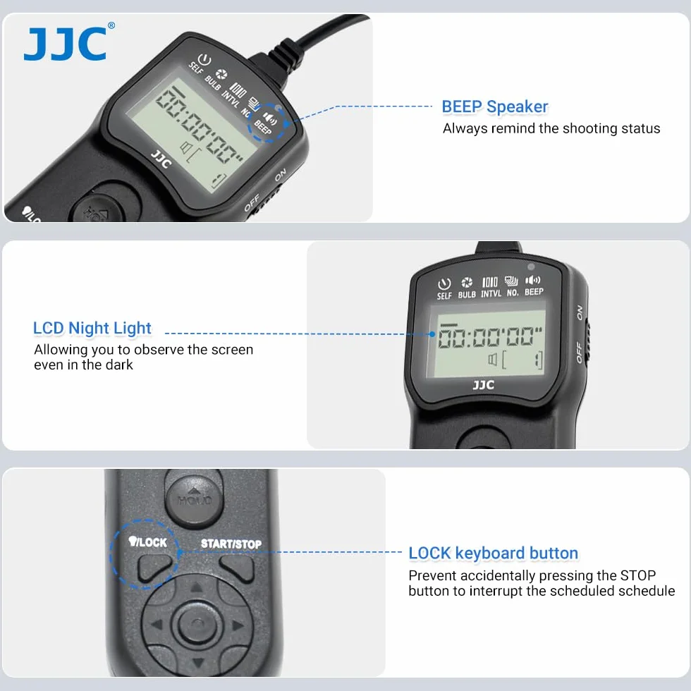 JJC Telecomando Intervallometro Scatto Remoto LCD Timer con Treppiedi Morsetto per Canon EOS R50V R100 R6 R6II R7 R8 R RP R10 800D 750D 700D 650D 200D 100D 1200D 1100D 80D G1X G3X Sostituzione RS-60E3