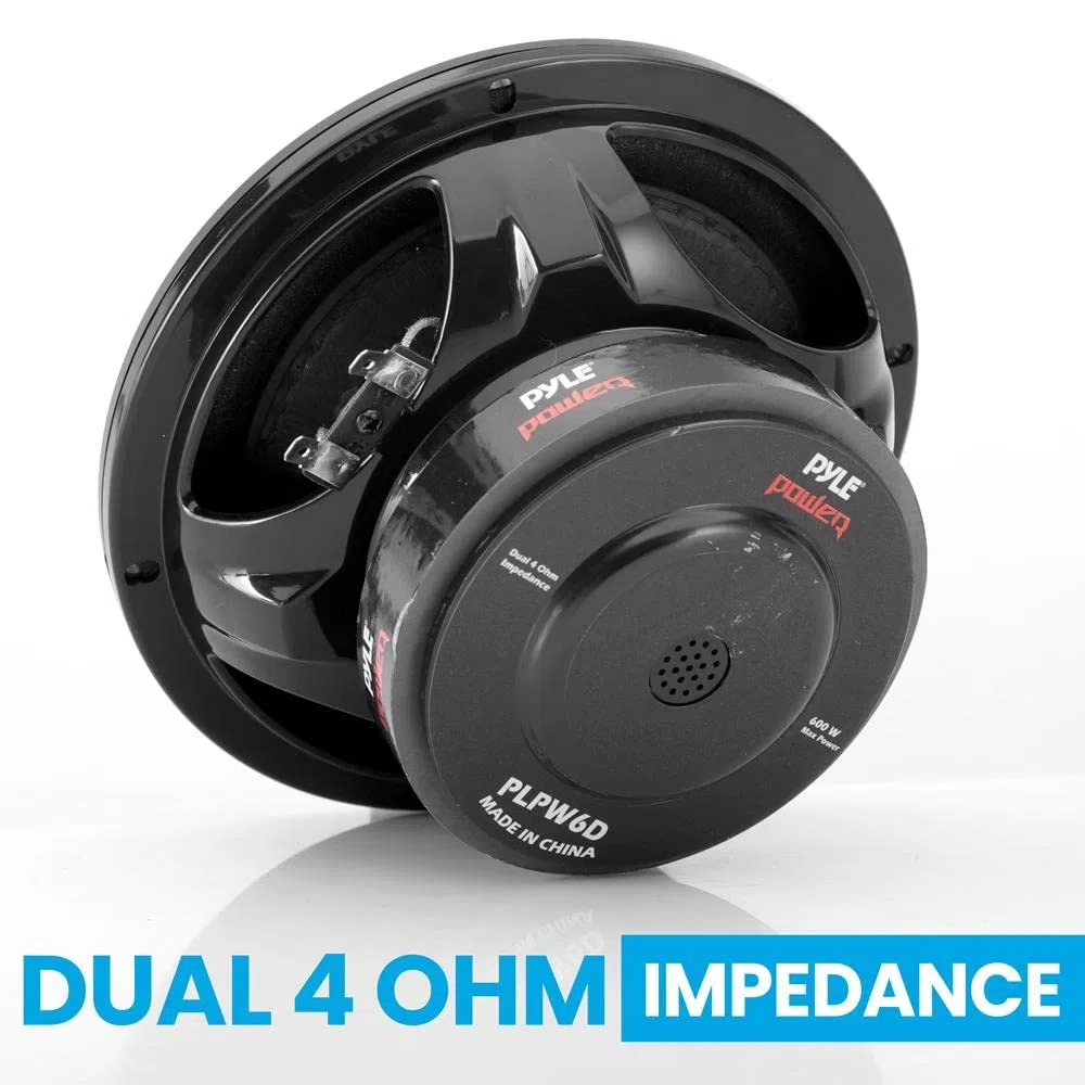 1 PLPW6D subwoofer 16,5 cm 6,5" da 300 watt rms 600 watt max doppia bobina da 4+4 ohm dvc dual voice coil per cofano bagagliaio auto, 1 pezzo