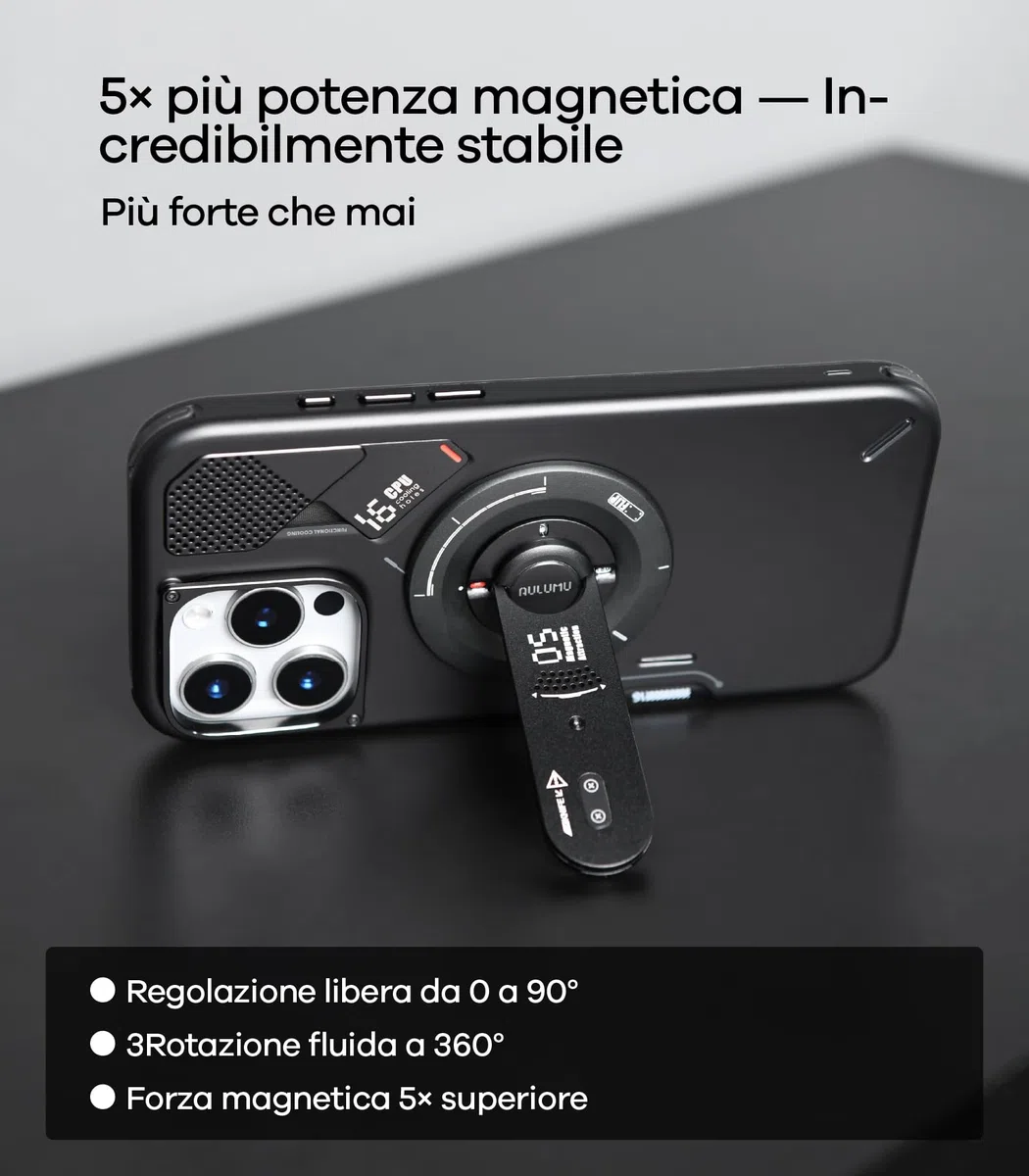 Aulumu G05 Air Supporto Anello Cellulare per MagSafe con Apri-Scatole, 360° Rotazione Supporto Magnetico, Lega di Alluminio Ultra Leggera & Sottile Accessori MagSafe per iPhone 17 16 15 Pro Max, Nero