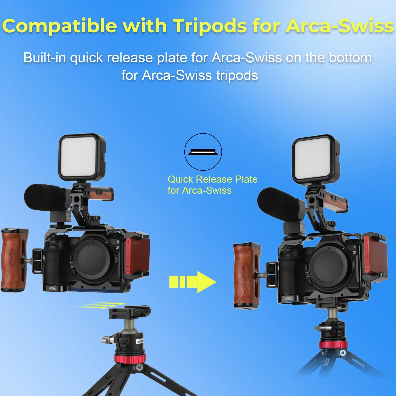 Leftfoto Gabbia per fotocamera Nikon Z6III/Z5/Z6/Z7/Z6II/Z7II, telaio di protezione per fotocamera con base Arca, gabbia video per riprese video Vlog