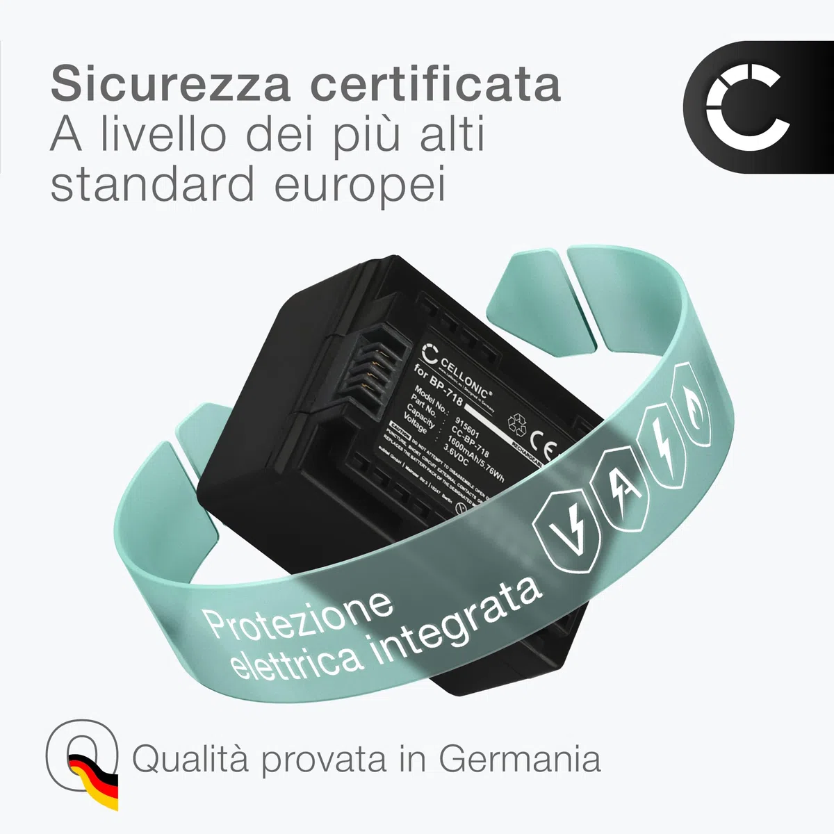 CELLONIC 1x Batteria per Fotocamera Compatibile con Canon VIXIA HF R50, LEGRIA HF R806, LEGRIA HF R606, BP-727 – (1600mAh, 3.6V)