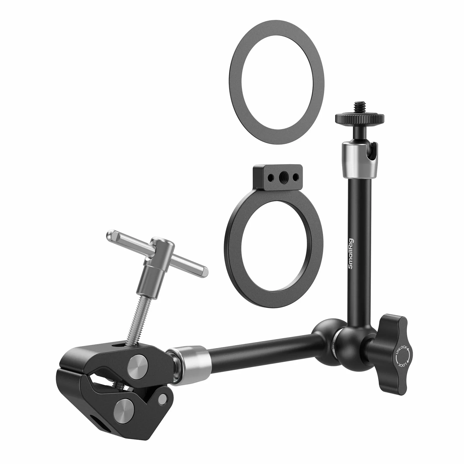 SMALLRIG Morsetto Magic Arm, supporto per telefono per Magsafe e anello adattatore magnetico, Magic Arm integrato da 11 pollici per iPhone, Android, per action cam/monitor LCD/luci LED - 5604