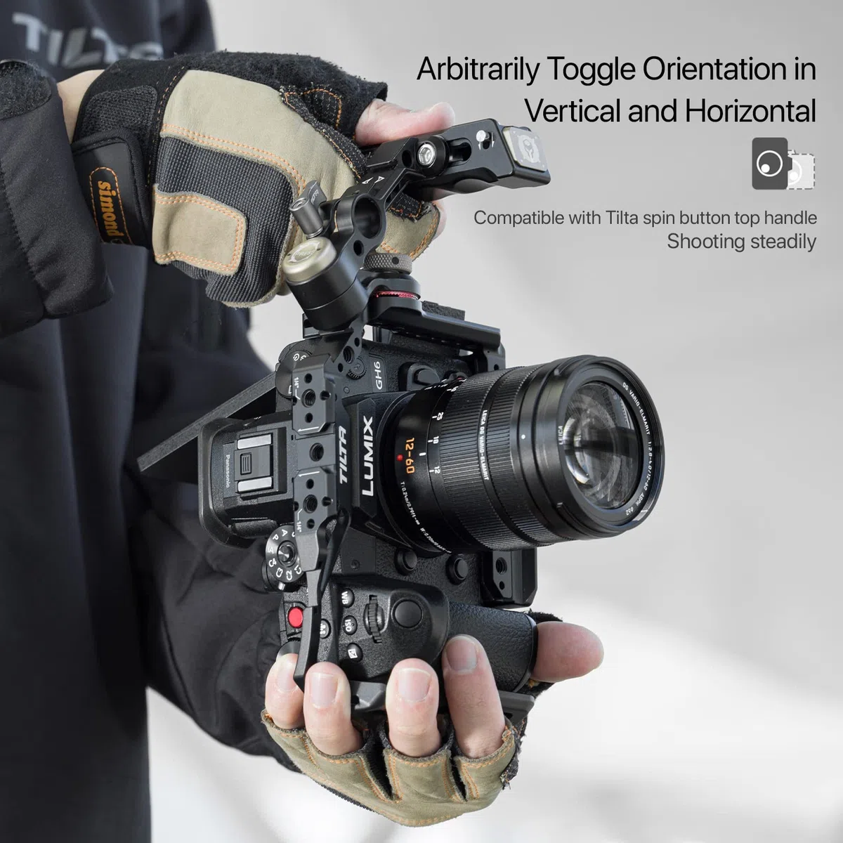 TILTA Gabbia completa per fotocamera compatibile con Panasonic GH6 GH7 con piastra inferiore, gabbia video per fotocamera Kit per la realizzazione di film TA-T15-FCC-B