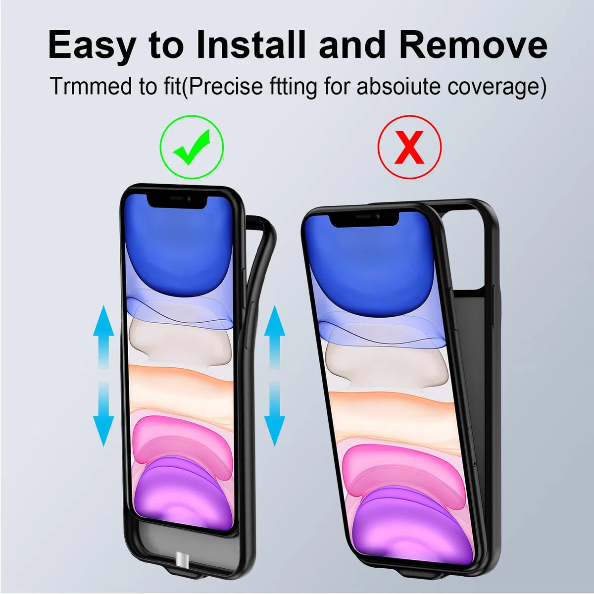 Custodia con batteria per iPhone 11, 7000 mAh, ultra sottile, portatile, estesa, custodia di ricarica per iPhone 11