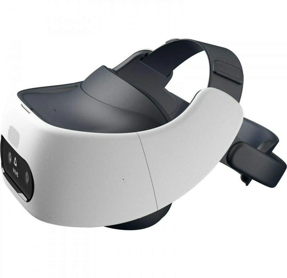 HTC Vive Pro Focus Plus 6DOF VR Headset in Almond White Bundle Including VR Headset, Controllers, face Cushion, QC 3.0 Charger and USB Type-C Cable