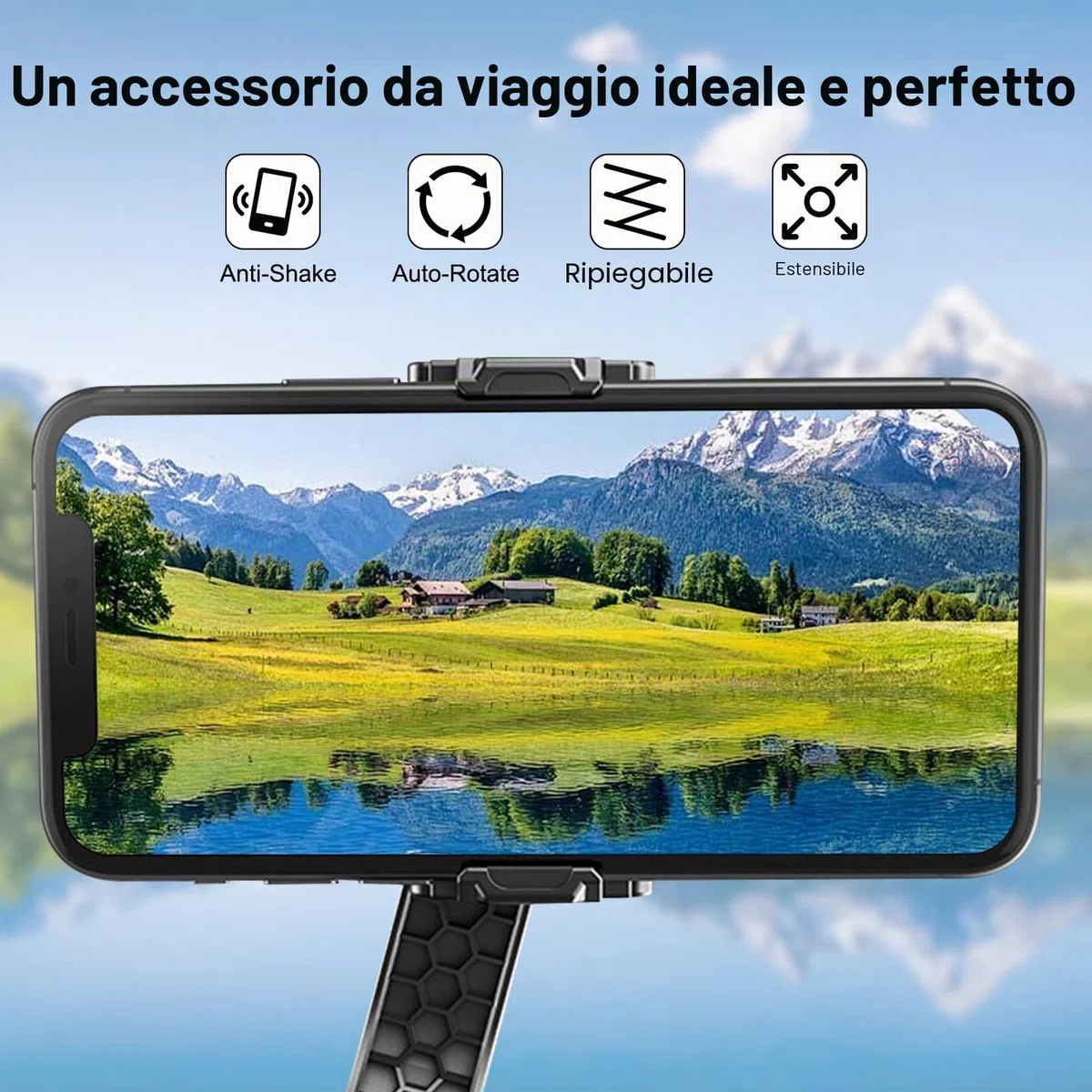 Stabilizzatore selfie con telecomando bluetooth, stabilizzatore smartphone a 1 asse, piccolo e leggero, pieghevole, per vlogging, YouTube, video dal vivo, compatibile con iPhone/Android