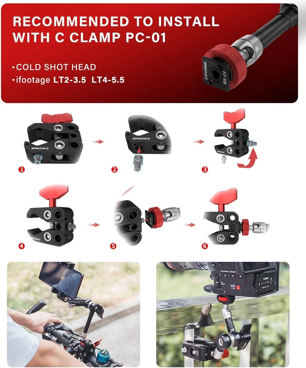 IFOOTAGE Treppiede per Fotocamera, Supporto per Telefono Cellulare, Treppiedi Per Telefono Flessibile, Braccio Magico di Ragno (5.5pollici)