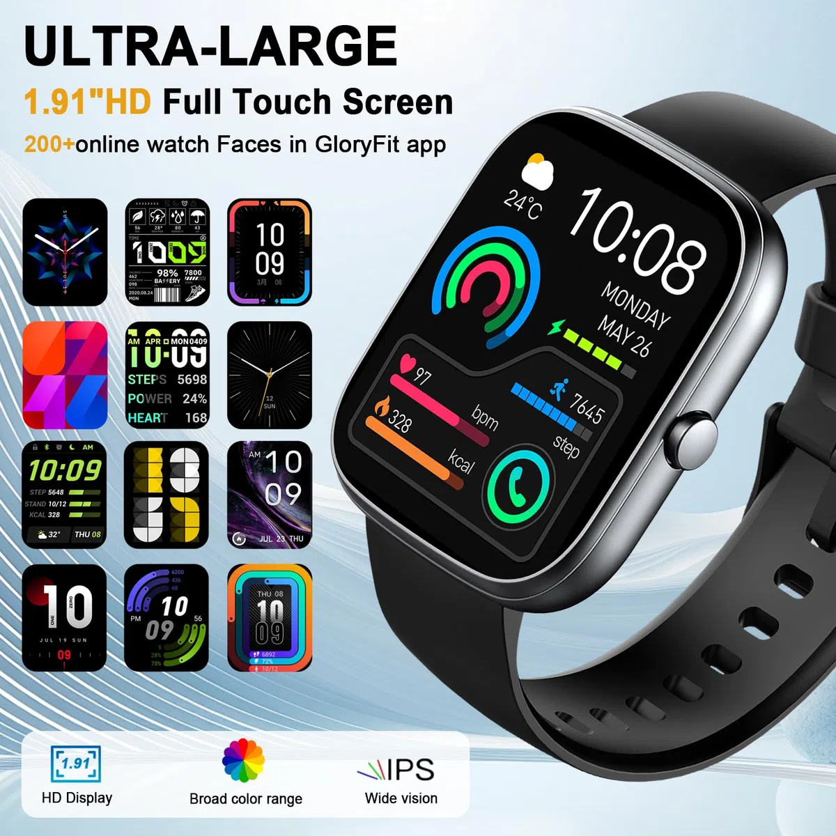 Smartwatch Uomo Donna, 1,91" HD Orologio Smartwatch Uomo con Effettua/Risposta Chiamate,Smart Watch Tracker 110+ Modalità Sportive con Contapassi/Sonno/Cardiofrequenzimetro per Android iOS | Smartwatch Pedometro Frequenza Cardiaca SpO2 Monitor Sonno, 113+