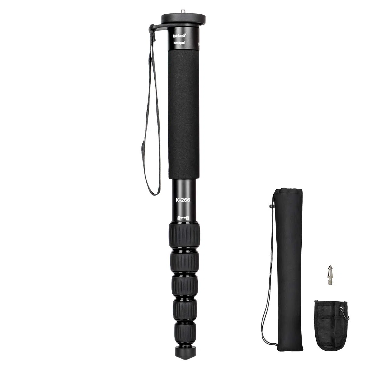koolehaoda Fotocamera Monopiede 6 sezioni Compatto portatile Fotografia Lega di alluminio Unipiede Stick, max. Caricare 10 kg, la dimensione pieghevole è di soli 39 cm (nero)