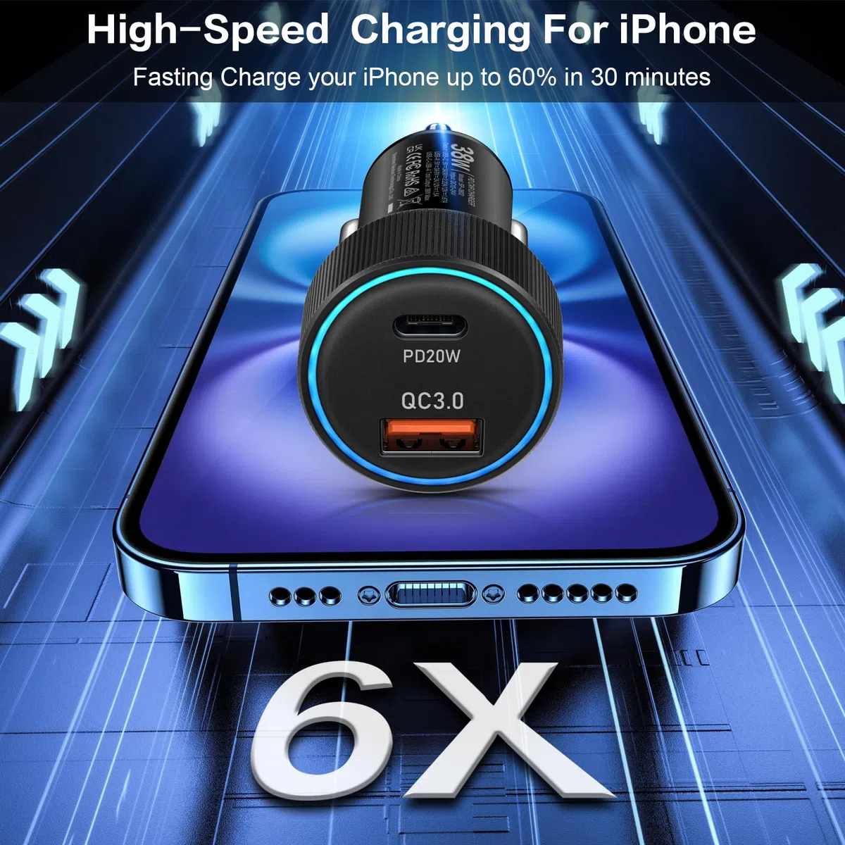 Confezione da 5 caricabatterie da auto USB C, adattatore per accendisigari a ricarica rapida da 38 W, multi porta Boxeroo PD/QC 3.0 Cargador para Carro, adattatore per presa auto per iPhone 16, iPad