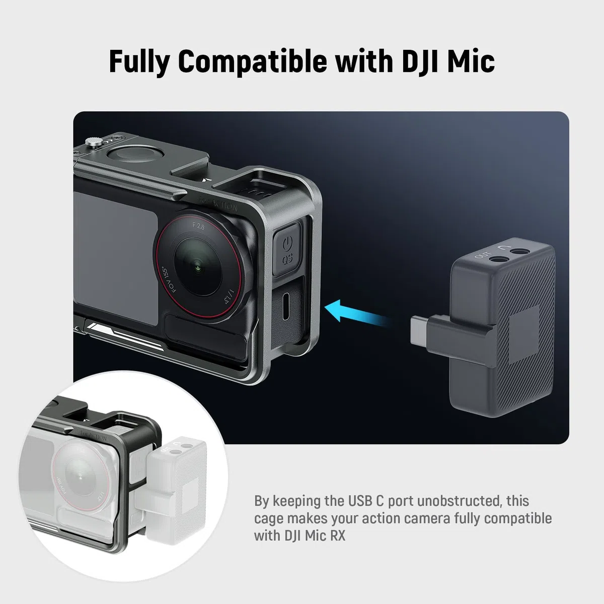 NEEWER Gabbia Per Action 5Pro 4 3, Rig Video Protettivo Metallico Con Cold Shoe, Filettatura 1/4", Shutter Button Compatibile Con DJI Osmo Action 5Pro 4 3, DJI Mic Adattatore Magnetico, AC014