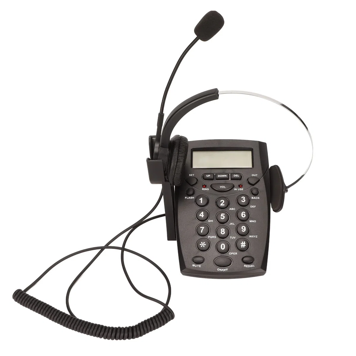 Bewinner Cuffia con Tastierino per Call Center Telefono, Telefono con Filo con Tastierino per Cuffie Cancellazione del Rumore FSK DTMF ID Chiamante, Cuffie Telefoniche per Call Center da Casa Ufficio