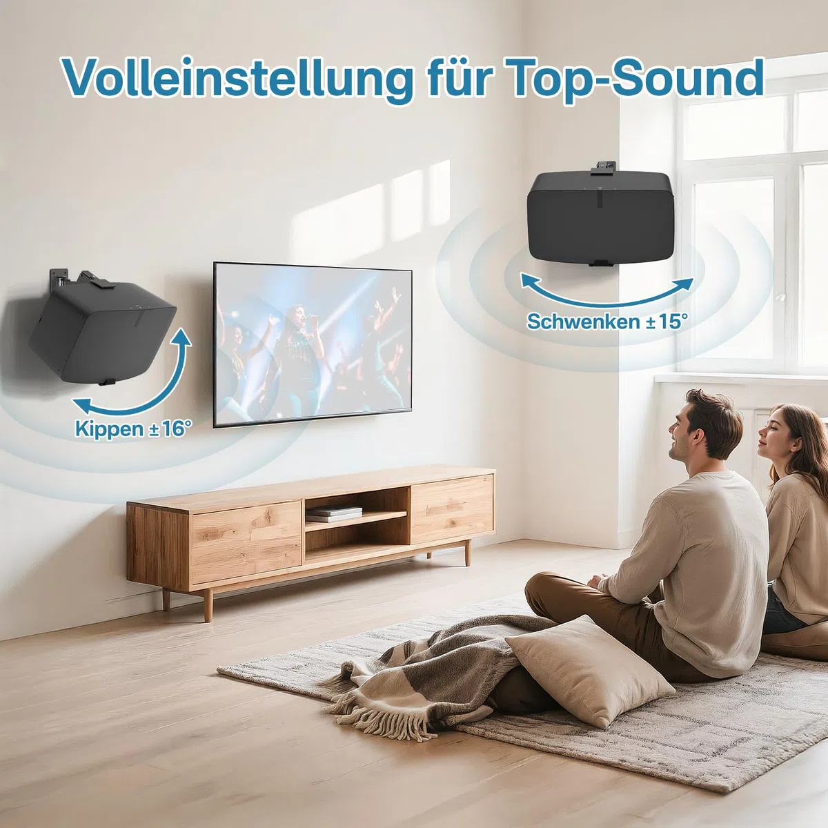notiela Supporto da parete per altoparlanti inclinabile e orientabile per Sonos 5 e Play 5 - Supporto robusto per Sonos Five e Play 5 Gen 2, nero
