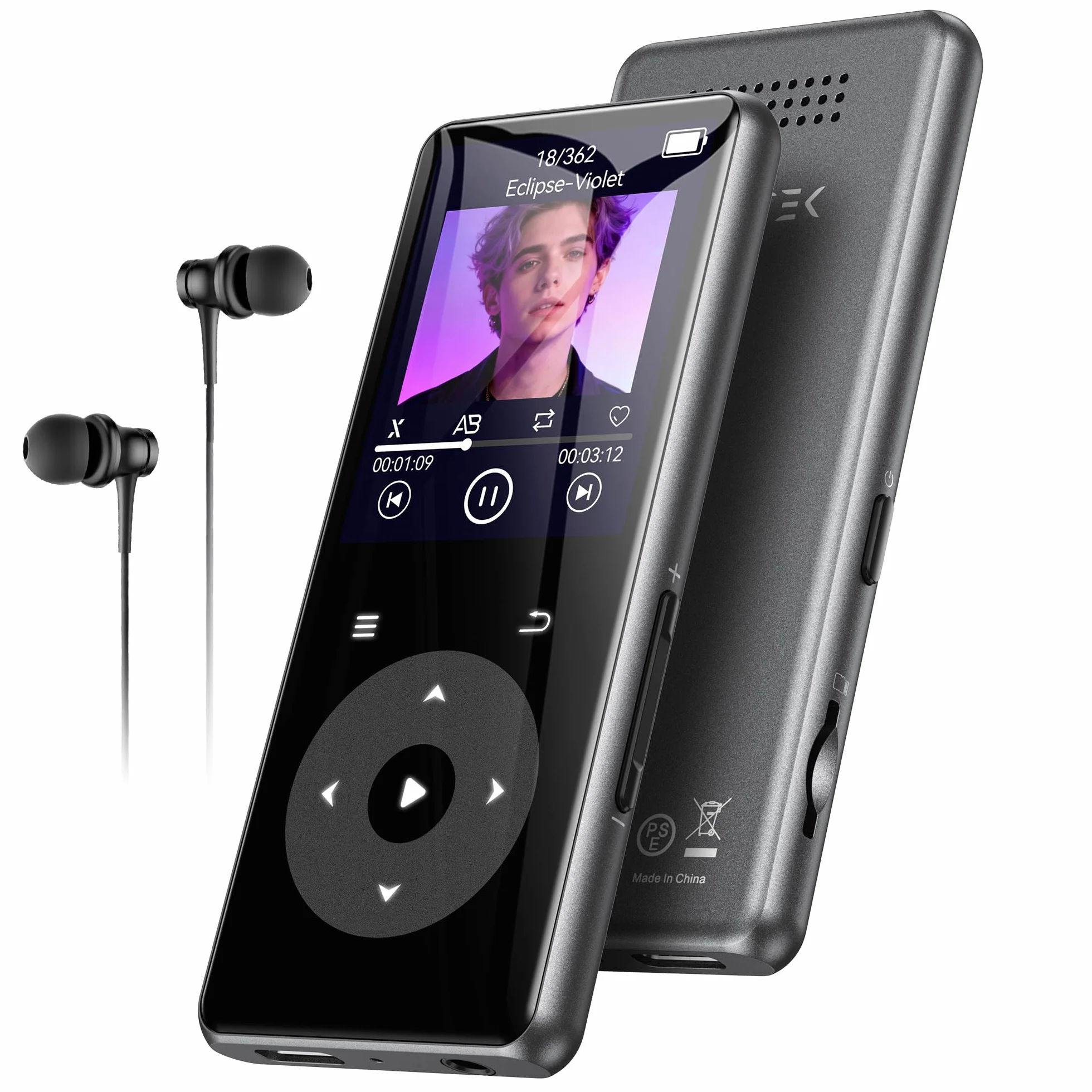 AGPTEK Nuovo MP3 Bluetooth 5.4, Senza Memoria, 1,8'' Lettore in Metallo con Tasti Tattili Retroilluminati, Suono HiFi con Altoparlante Radio, Portatile fino a 128GB (0GB)