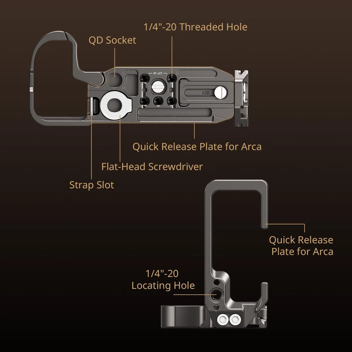 SMALLRIG Supporto L per Nikon Z5 II, Z5, Z6, Z6II, Z7, Z7II, piastra L ARCA-Swiss, interfaccia QD, fori 1/4"-20, attacco flash, fessure cinghia - 5256