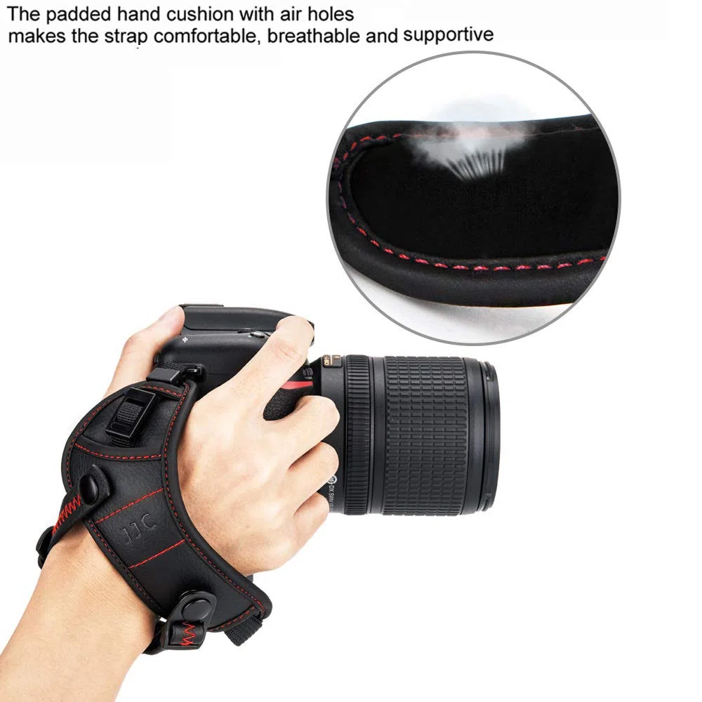 JJC DSLR Fotocamera Cinghia da Polso con Piastra U per Nik. Z30 D7500 D7200 D5600 D3500 D850 D780 Can. EOS R8 R6 R10 R7 R5 R RP 5D Mark IV 6DMkii M50ii M200 90D 850D 200DII FUJI X-E4 X-H2 (Rosso)