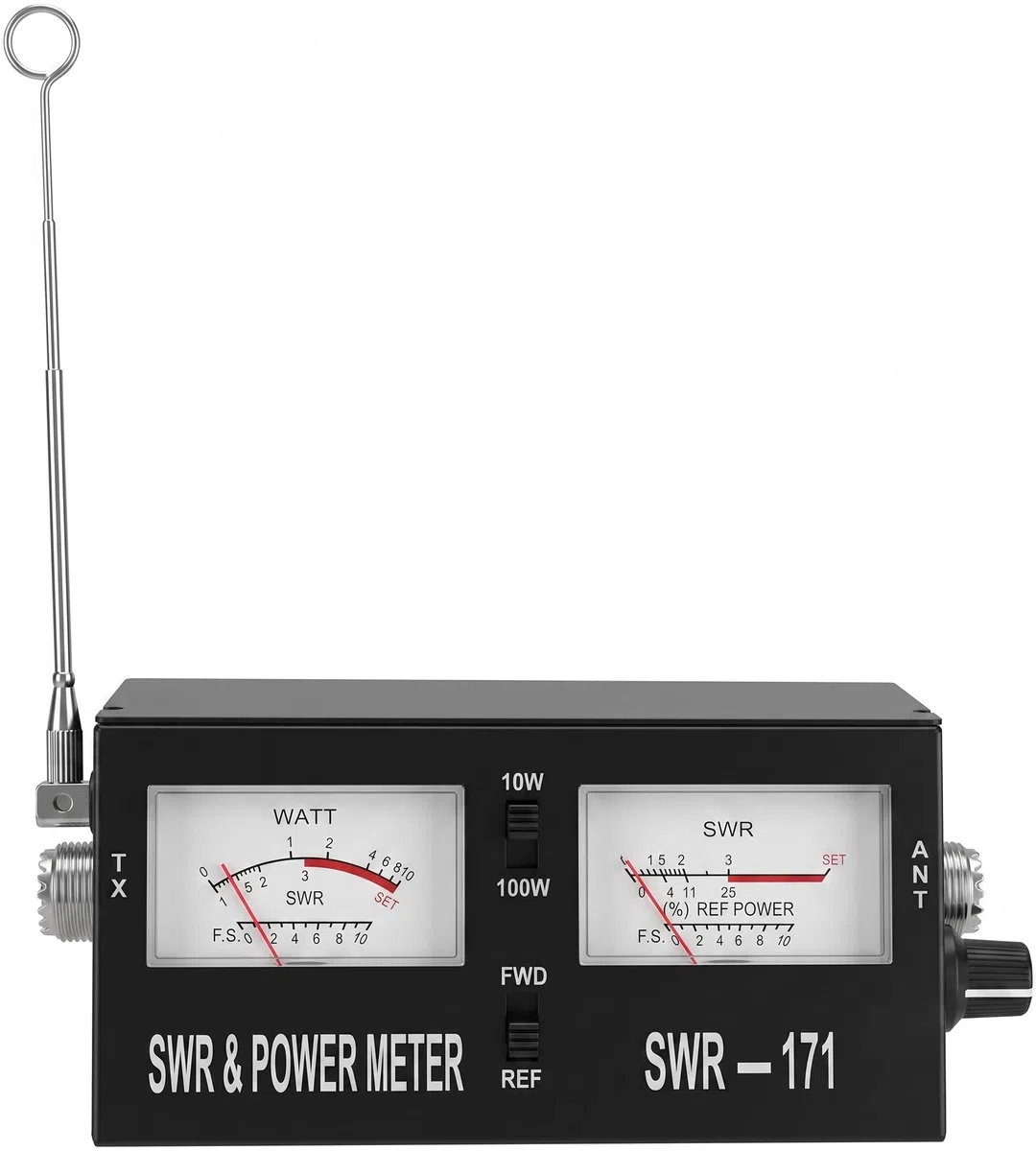 SWR-171 Rosmetro Wattmetro Analogico 1.5-150 MHz Misuratore di Onde Stazionarie SWR e Potenza 10/100W per Radio CB e VHF con Connettori PL (UHF) Compatto e Portatile