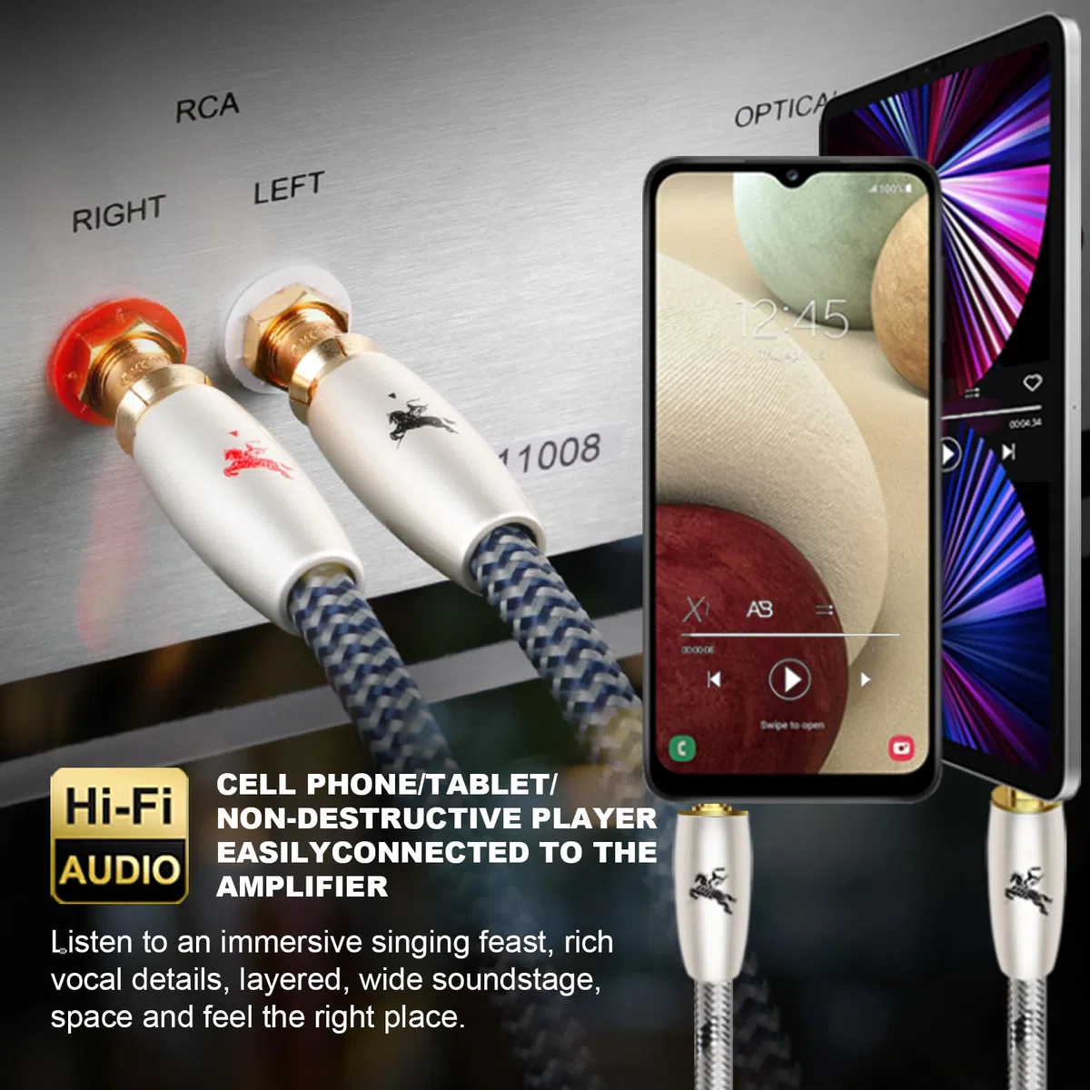 Impeto Cavo RCA Jack 3.5 mm alta qualità Adattatore Cavo Y Audio Jack 3,5 mm Maschio a 2 RCA to Jack 3.5 Stereo per TV MP3 DVD Amplificatore Altoparlante Smartphone Tablet -3,0 m
