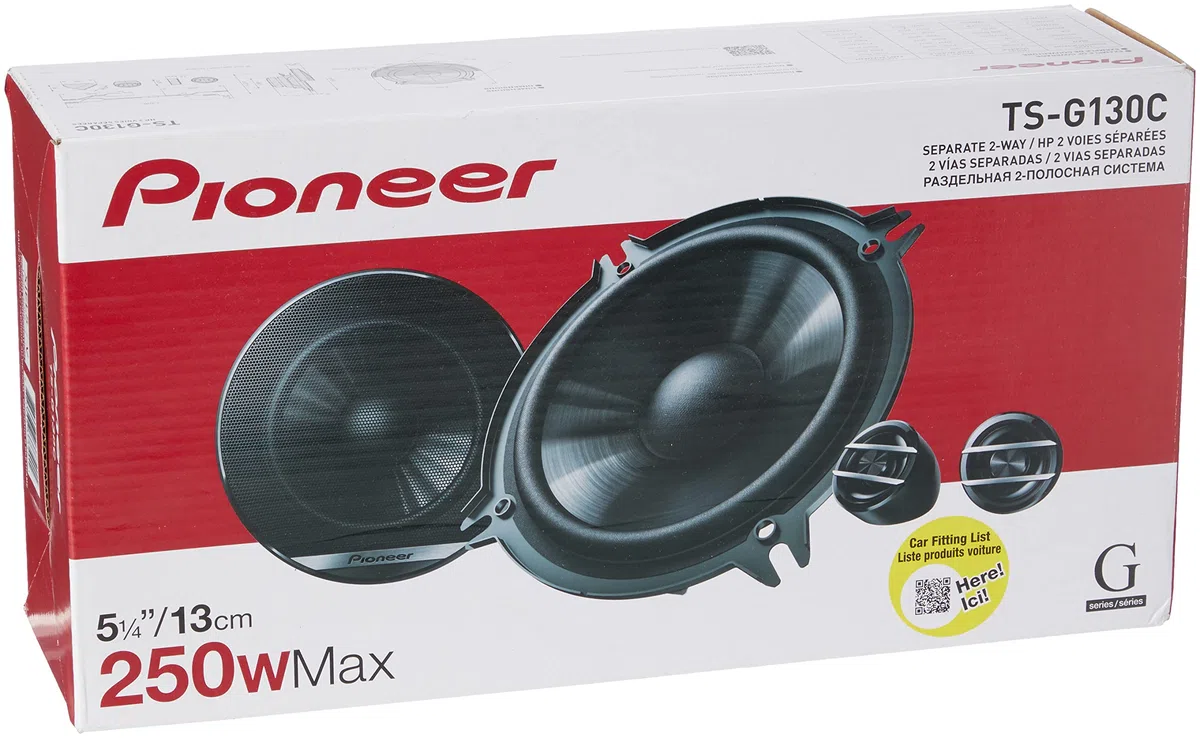 Pioneer TS-G130C 13 cm altoparlante componente a 2 vie (250 W max. ciascuno, 40 W sinus), suono potente, alta efficienza, profondità di installazione 44 mm, taglio di installazione 121 mm, con griglia