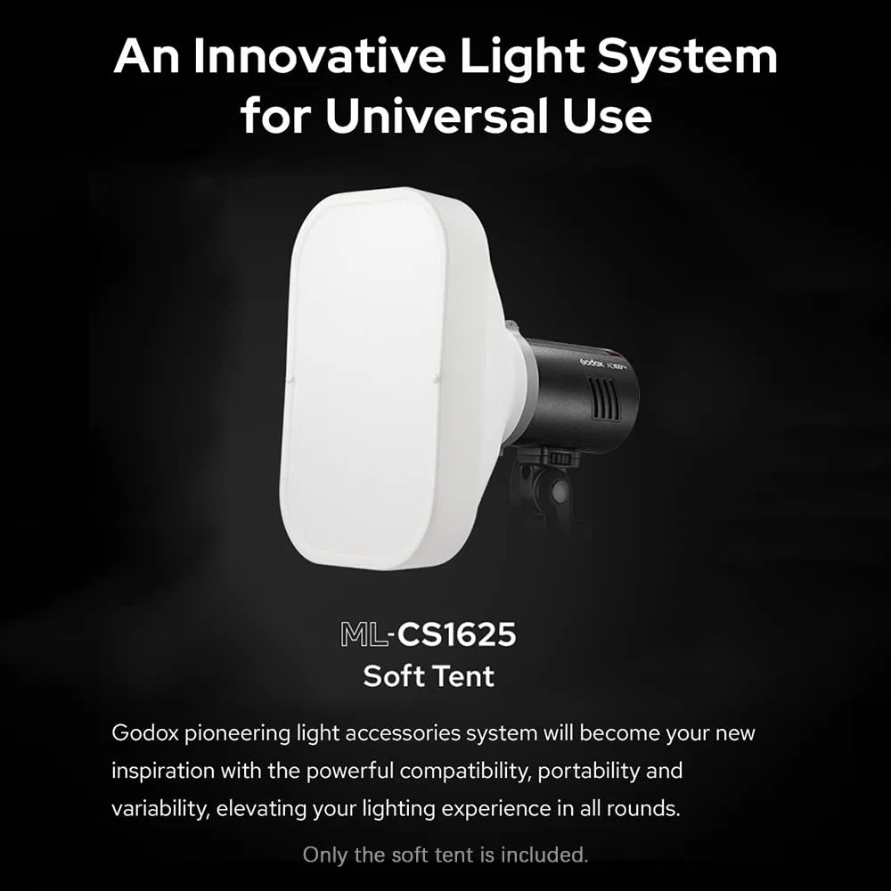 Godox ML-CS1625 Kit Tenda Morbida con 3 Adattatori per Fotografia Luce Flash Fotografia in Studio Ritratto Live Stream