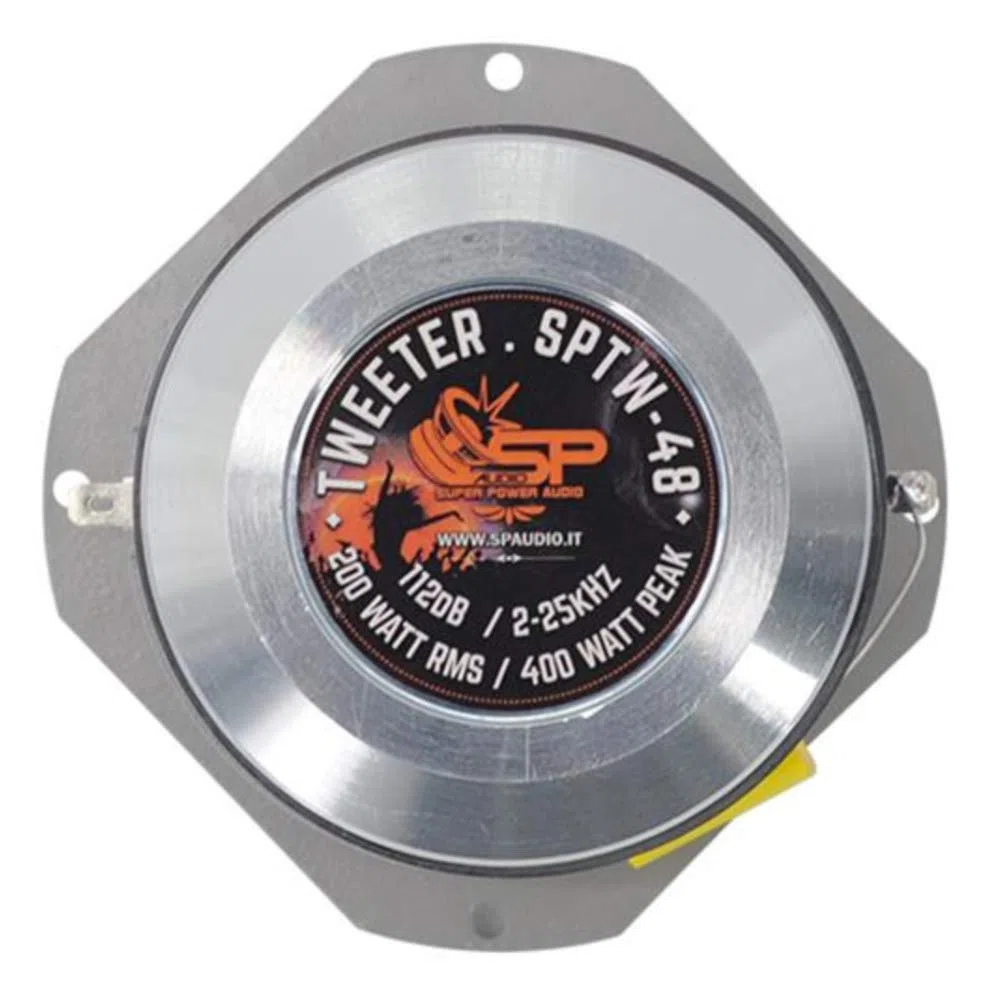 SP Audio 1 SUPER TWEETER SPTW-48 SPTW48 10,00 cm 100 mm 4" diametro 200 watt rms 400 watt max impedenza 4 ohm sensibilità 112 db auto silver, 1 pezzo