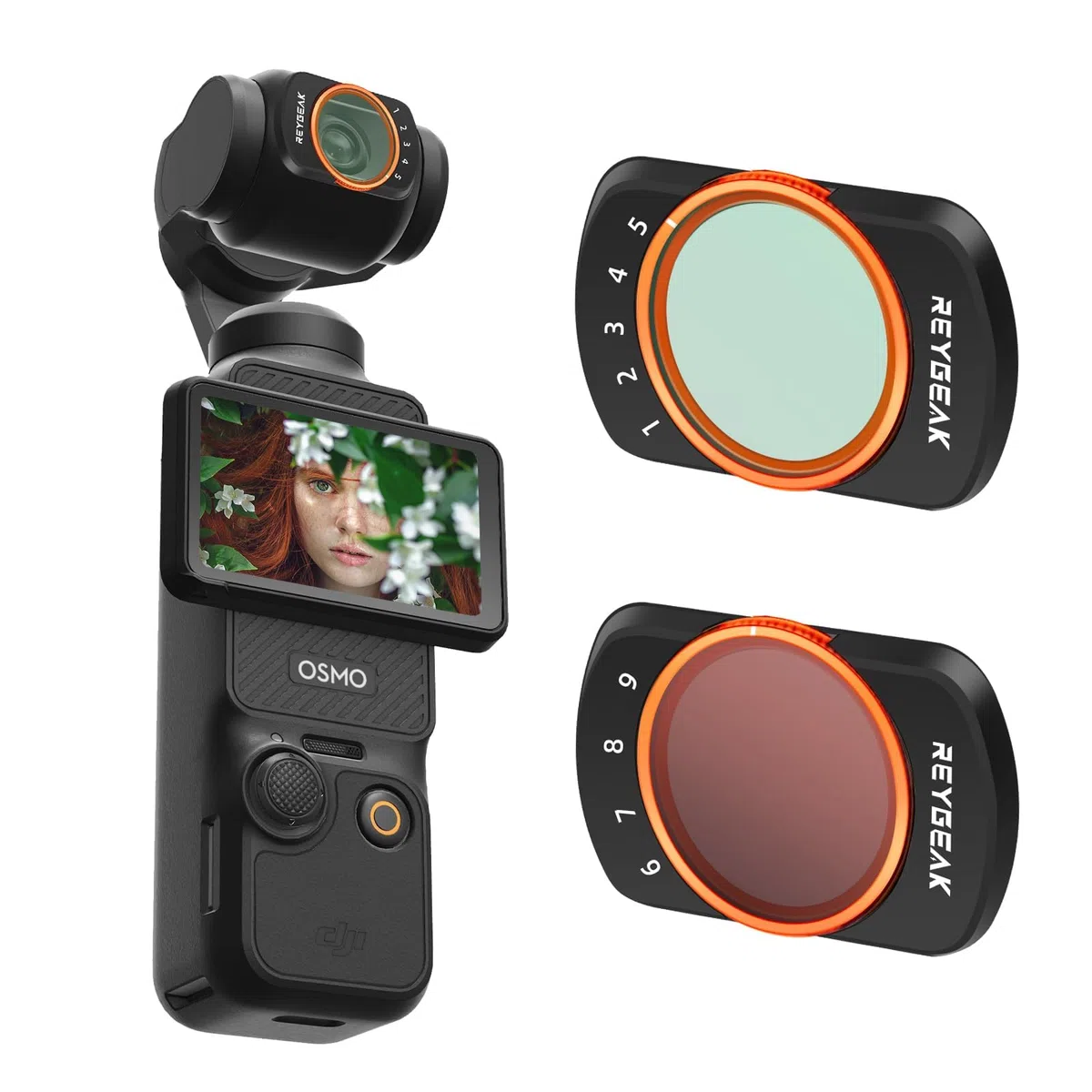 REYGEAK Osmo Pocket 3 Kit filtri VND variabile ND 2-32 (1-5 stop) e ND 64-512 (6-9 stop) compatibile con DJI Osmo Pocket 3, telaio in lega di alluminio