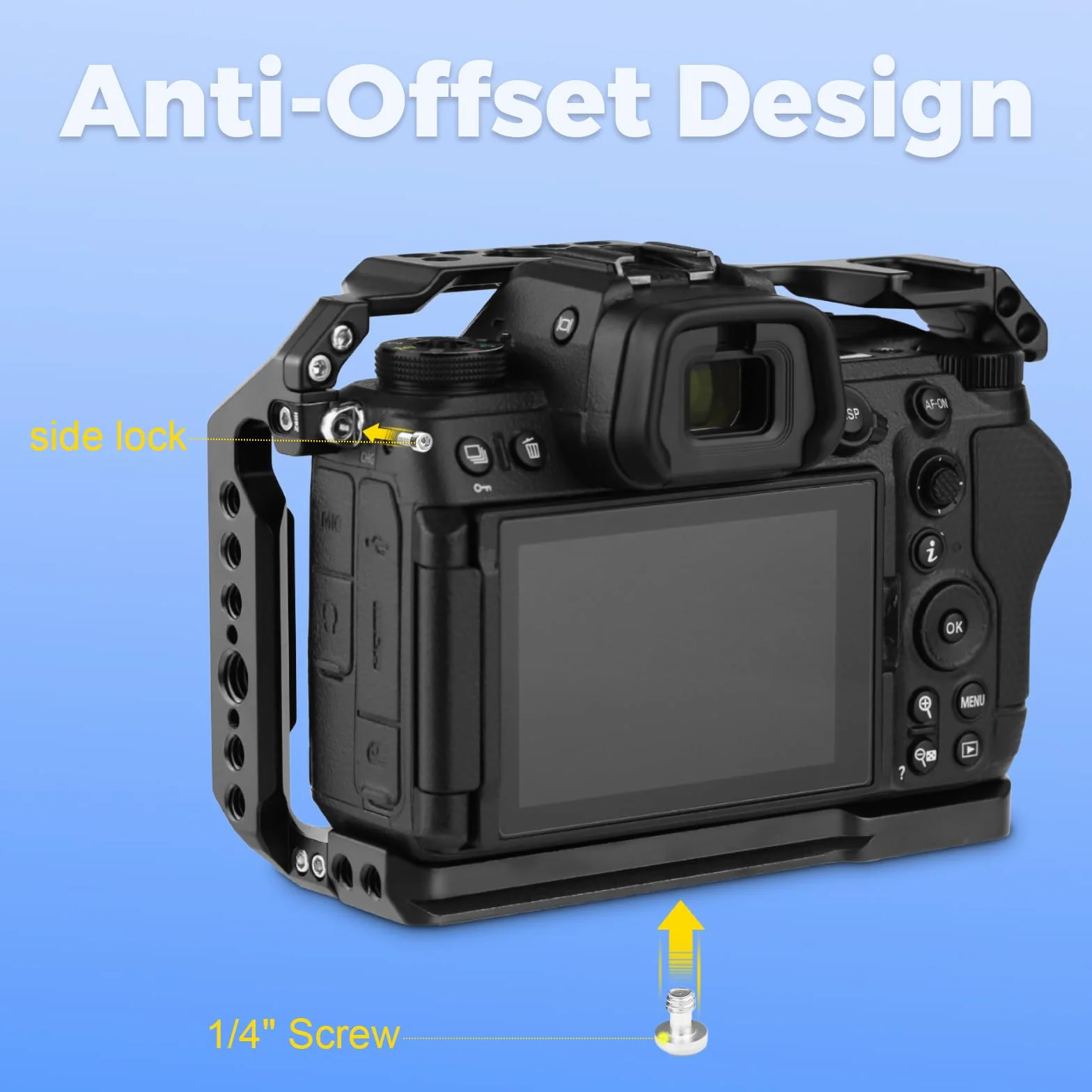 Leftfoto Gabbia per fotocamera Nikon Z6III/Z5/Z6/Z7/Z6II/Z7II, telaio di protezione per fotocamera con base Arca, gabbia video per riprese video Vlog