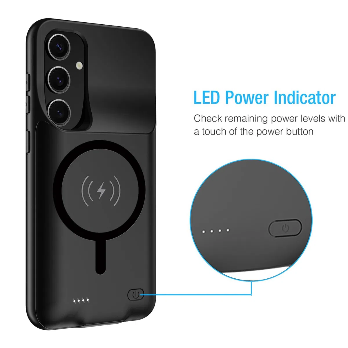10000mAh Magnetic Cover Batteria per Samsung Galaxy S25+/S25 Plus Custodia di Ricarica Portatile Ricaricabile con e Caricatore Senza Fili Presi in Esterno Caricabatterie Portatile Custodie