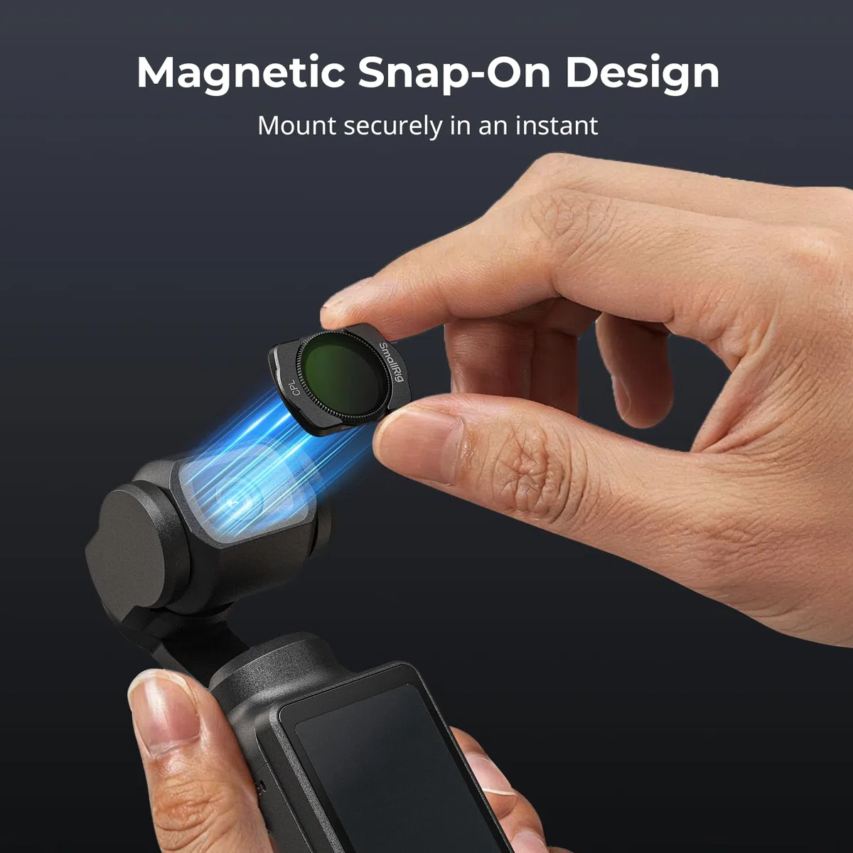 SMALLRIG Set di Filtri Magnetici Grandangolari, ND, CPL ed Effetti per DJI Osmo Pocket 3/4, Confezione da 4 Filtri Grandangolari, CPL, Diffusori Neri da 1/4", Fltri ND Variabili da 2 a 32 - 5834