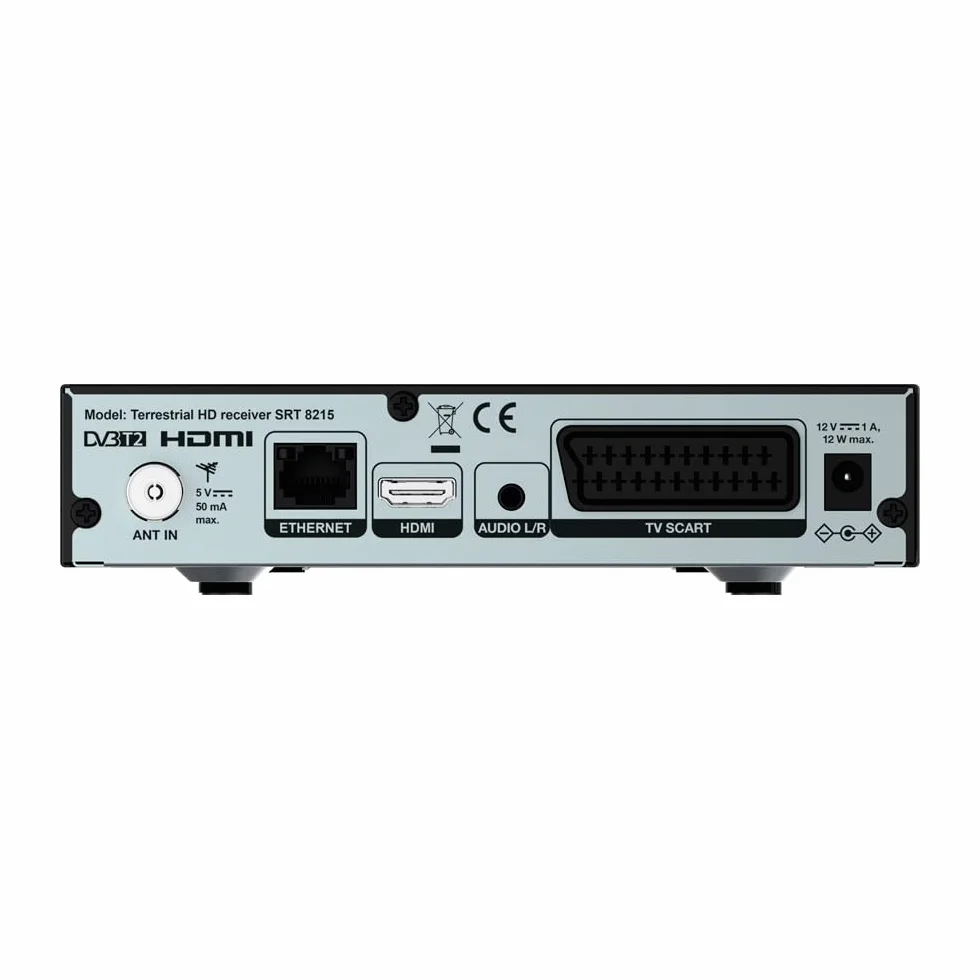Strong SRT8215 decoder digitale terrestre alta definizione DVB-T2 per il nuovo standard di trasmissione con display.