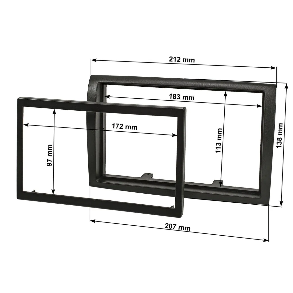 tomzz Audio 2414-062 Set cornice radio doppio DIN compatibile con Fiat Ducato Peugeot Boxer Citroen Jumper Relè nero con kit di installazione veicolo con predisposizione radio