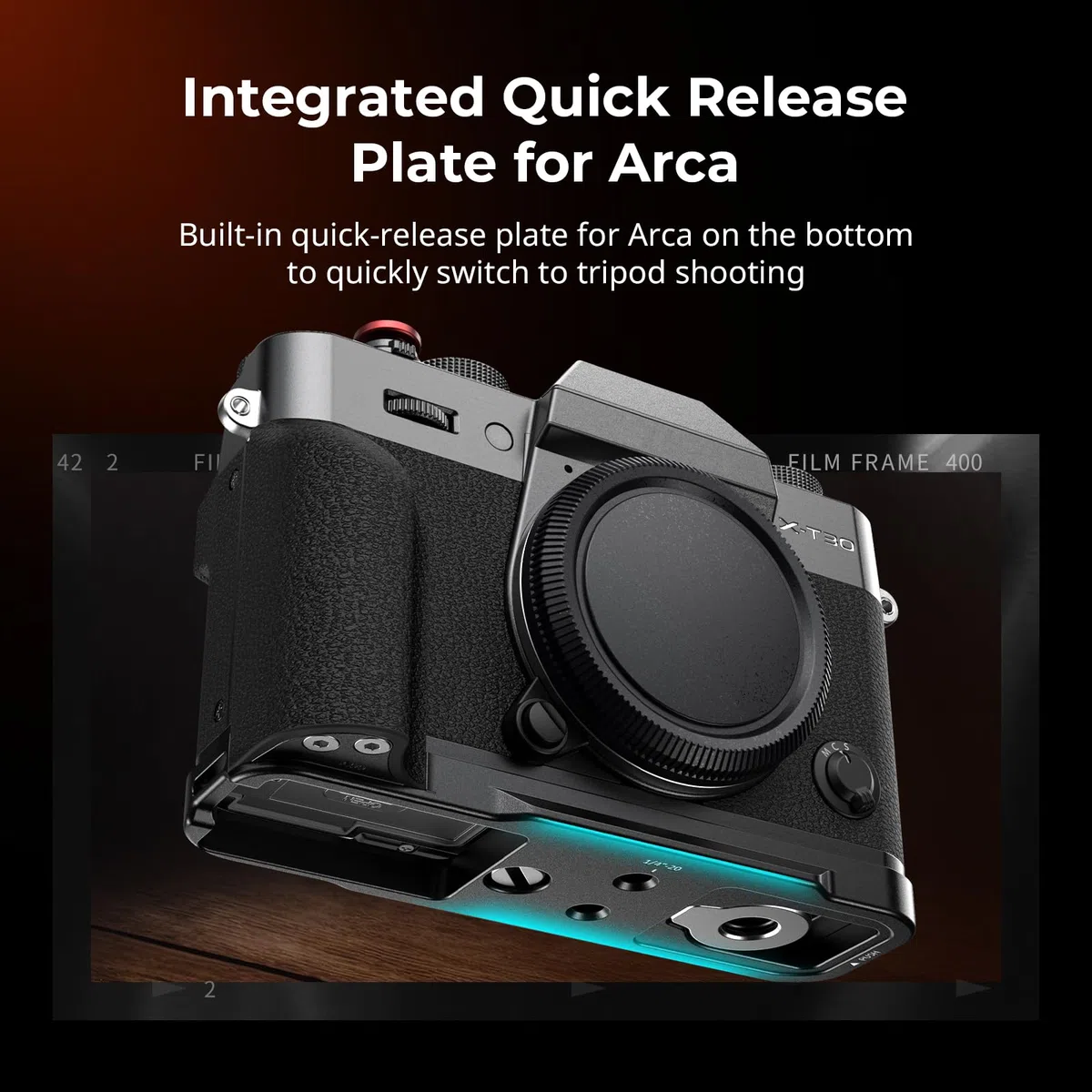 SMALLRIG Impugnatura in silicone a forma di L per fotocamere FUJIFILM X-T30 III/X-T30 II/X-T30, piastra a sgancio rapido integrata per Arca-Swiss, filettatura 1/4"-20, più leggera, scatto (nero