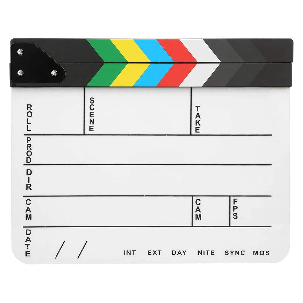 Ciak Professionale per Film in Acrilico 30x25 Cm, Strumento di Applauso del Regista per la Fotografia Cinematografica (Lavagna a strisce colorate (PAV1CWE4))
