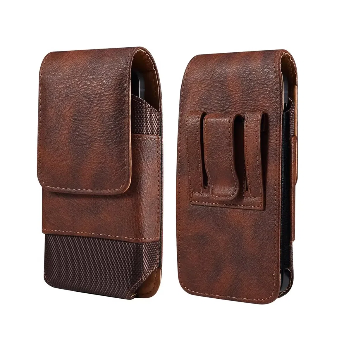 Borsa da Cintura Pelle per Cellulare Uomo, Sacchetto Clip Cintura per Telefono Nero, Verticale Custodia Clip da Cintura per Carte Cellulare Borsello Telefono Pochette Portafoglio Borsa con Portacarte